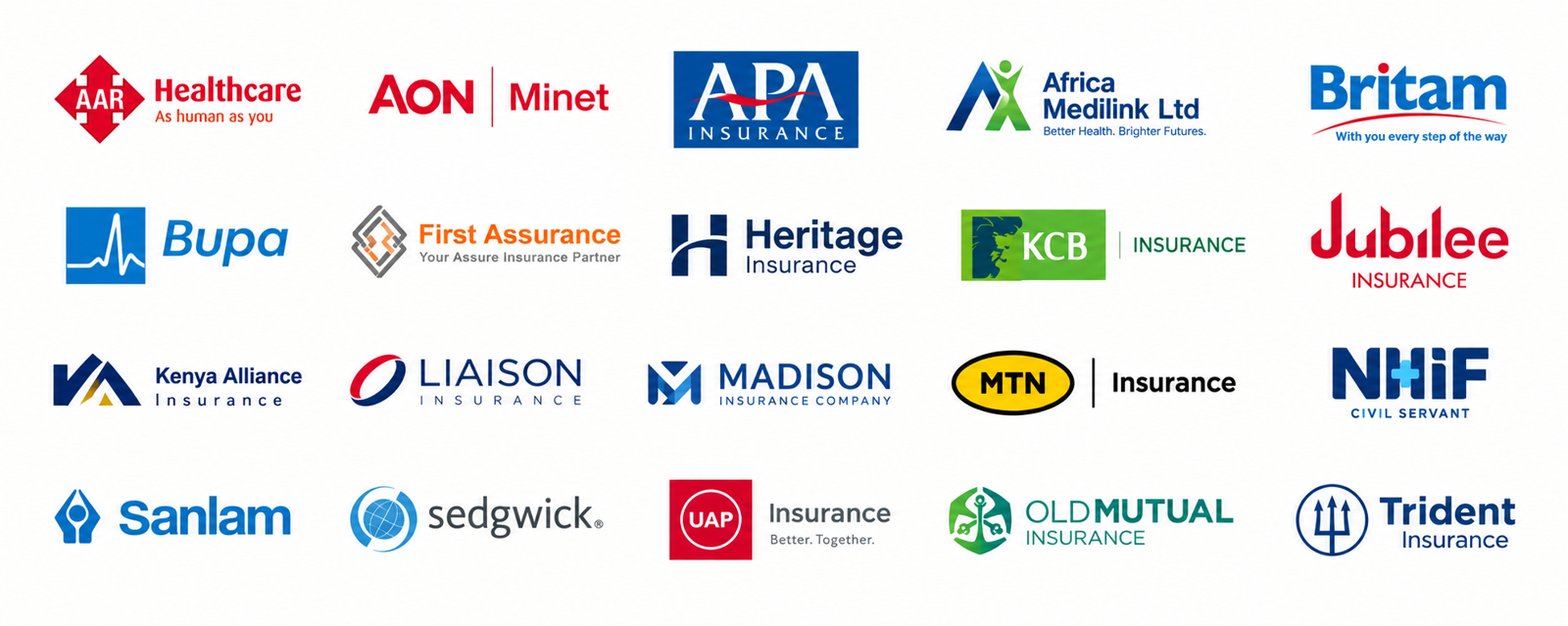 Insurance providers accepted at Lavington Green Dental Suite: AAR Healthcare, AON Minet, APA Insurance, Africa Medilink, Britam, BUPA, First Assurance, Heritage, KCB Insurance, Jubilee, Kenya Alliance, Liaison, Madison, MTN Insurance, NHIF, Sanlam, Sedgwick, UAP, Old Mutual, Trident