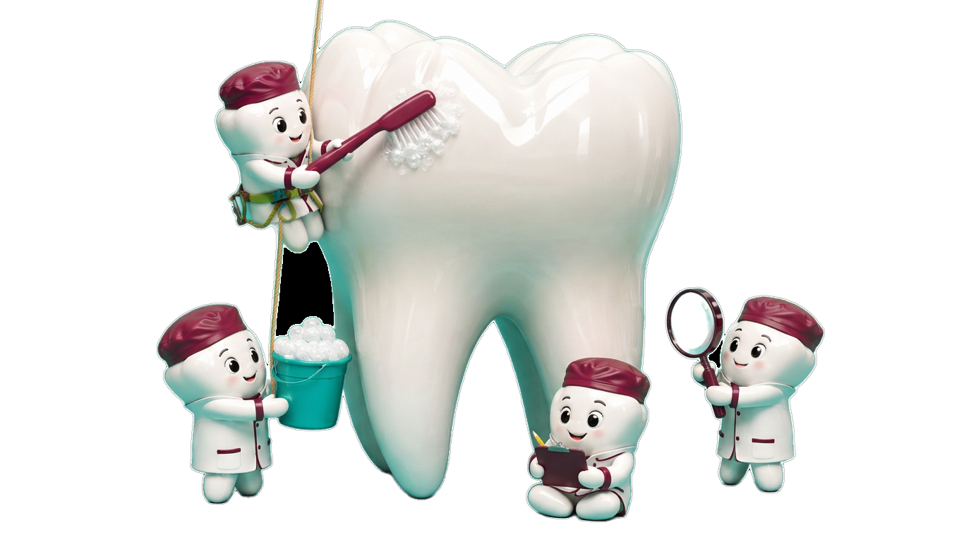 Dental team caring for a healthy tooth